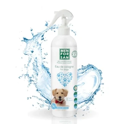 Image de MENFORSAN Eau de Cologne pour Chiens Poudre Talc 500ml, Effet déodorant, Vegan Friendly