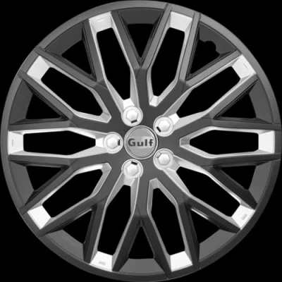 Image de GULF E13GT40.BKBS Enjoliveur GT40, Noir/Argent, Set de 4, 13&quot;