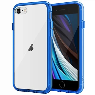Image de JETech Coque pour iPhone SE 3/2 (modèle 2022/2020), 8 et 7, 4,7 Pouces, Anti Jaunissement Housse de Protection Transparente Chocs Rayures (Bleu)
