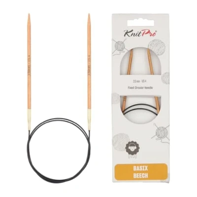 Image de KnitPro Basix Aiguilles à Tricoter circulaires Fixe épingles, Bouleau, Multicolore, 150 cm x 3,50 mm
