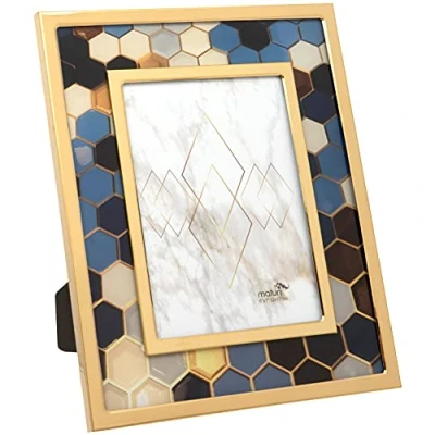 Image de Maturi Cadre photo hexagonal multicolore en acier inoxydable 5 x 7/13 18 cm