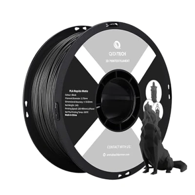 Image de QIDI TECH Filament PLA Rapido Matte 1.75mm, Imprimante 3D 1kg (2.2lbs), Convient pour l&#039;impression à haute vitesse, la plupart des imprimantes FDM, Noir