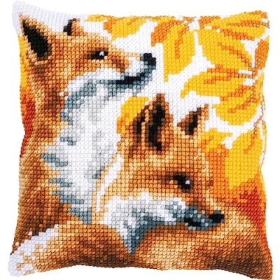 Image de Vervaco Kit Coussin au Point de Croix Renards en Automne, écru, ca. 40 x cm