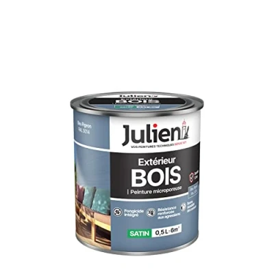 Image de Peinture JULIEN Bois Microporeuse Bleu Pigeon RAL 5014 Satiné 0.5L 12 ans