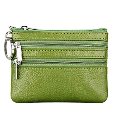 Image de Porte Monnaie en Cuir véritable pour Femme avec clés, Vert, Taille Unique,