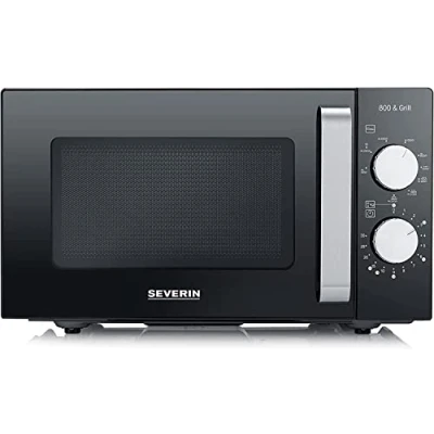 Image de SEVERIN Four à Micro ondes gril 20 L, onde avec fond plat en céramique, 9 niveaux de puissance jusqu&#039;à 1 000 W, cuisson sur 2 niveaux, Noir/inox MW 7762