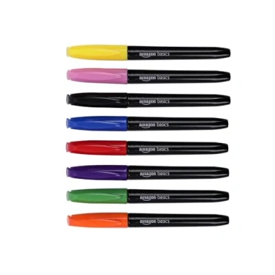 Image de Amazon Basics Lot de 8 marqueurs pour tissus, Assortiment