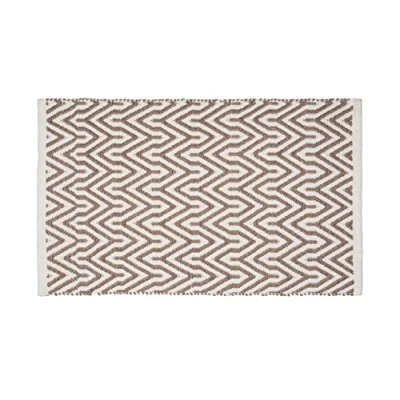 Image de WENKO Tapis de Bain Altai, Durable, fabriqué en Bouteilles Pet recyclées au visuel Ethno Tendance et Dessous antidérapant, Lavable jusqu&#039;à 40C, (l x h) : 50 80 cm, Brun/Blanc