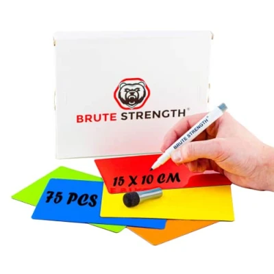 Image de Lot de 75 aimants inscriptibles 15 x 10 cm avec marqueur pour tableau blanc Scrum, Agile, Kanban ou Lean Mélange 5 couleurs