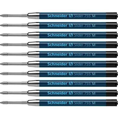 Image de Schneider SLIDER 755 Recharge stylo bille Format G2/ViscoGlide® M/noir/permanent Lot de 10