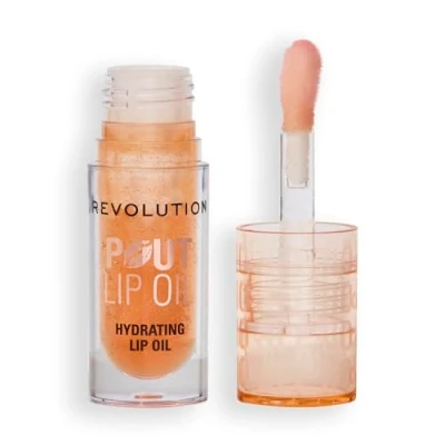 Image de Revolution, Huile à Lèvres Pout Nourrissante Teintée pour une Brillance Éclatante et un Fini Non Collant, Végan &amp; Sans Cruauté, Miel Scintillant, 4 ml