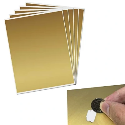 Image de 235 x 200mm, Grand DIY Cartes à gratter Autocollant (Scratch Card) Or, 5 Feuilles