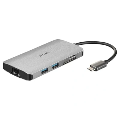 Image de D Link DUB M810 Hub USB C 8 en 1 avec HDMI/Ethernet/Lecteur de Carte/Power Delivery Idéal pour Partager une Connexion Entre Plusieurs Périphériques