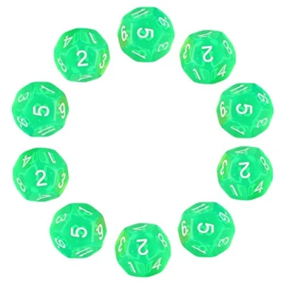 Image de Deolven D12 Dés, 10 Pièces Vert Transparent Polyédriques 12 Faces Clair Dice pour DND MTG RPG Donjons et Dragons