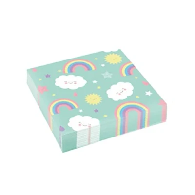 Image de Serviettes Rainbow &amp; Cloud 33x33cm 20 morceaux