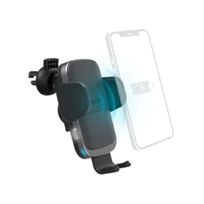 Image de Hama Support Telephone Voiture Induction 10W FC10 Motion (QI Charge, Chargeur sans Fil, Ultra Rapide) Argenté/Noir