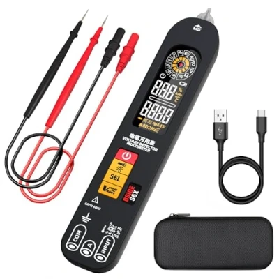 Image de BSIDE S6X Multimètre Numérique Rechargeable Stylo Détecteur de Tension avec Écran ID Couleur Testeur Automatique Courant Ohm et Continuité Capacité Diode VFD Hz Câble Électrique