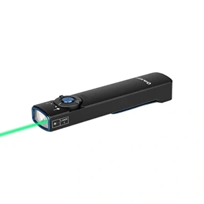 Image de OLIGHT Arkfeld Lampe de poche plate EDC, 1000 lumens, lumière LED blanche avec faisceau vert, alimentation par batterie intégrée rechargeable pour l&#039;extérieur, les urgences, le travail (noir CW)