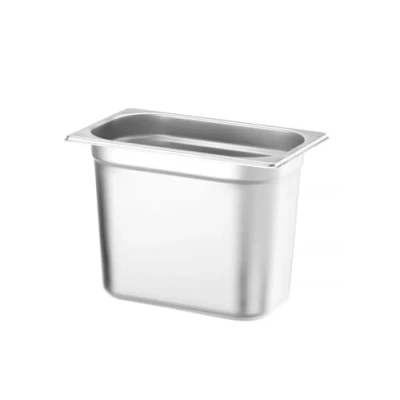 Image de HENDI Bac Gastronorme, GN 1/4, résistance thermique 40 C à 300 C, utilisable dans des fours convection, réfrigérateurs, bain maries, chafing dishes, 5.5L, 265x162(H)200mm, inox