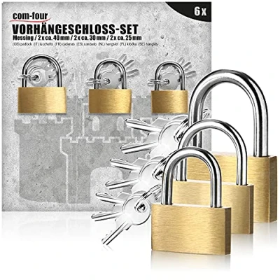 Image de com four® 6X Cadenas Fait d&#039;un métal Massif Serrure de sécurité avec des clés Valise Couleur