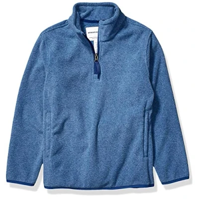 Image de Amazon Essentials Veste Zippée 1/4 en Molleton Polaire Garçon, Bleu Chiné, 8 Ans