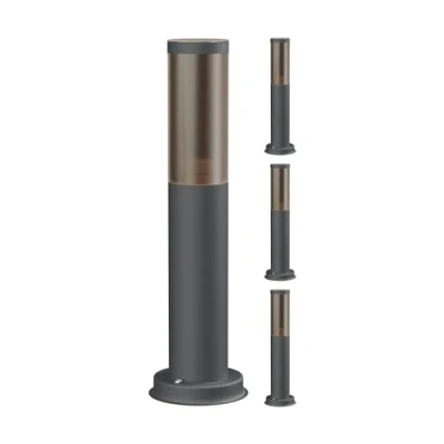 Image de ledscom.de 4 pièces Lumière de chemin/Borne d&#039;éclairage/Lampe jardin PORU pour l&#039;extérieur, aspect fumé, IP44, 38,5 cm, anthracite, 1x E27 max. 40W