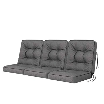 Image de Bjird Coussins pour Bancs de Jardin Assise &amp; Dossier Souples Chaise Longue, Banc Jardin, Balancelle, Sol Imperméables, Motif Matelassé, Sangles d&#039;attache 110x180 cm Graphite