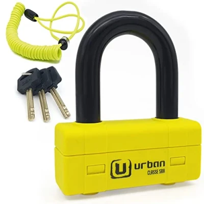 Image de URBAN UR75 Antivol Moto Mini U, Testé Sécurité Maximale, Homologué SRA, Arc en Acier Trempé ø18 à Double Verrouillage, Plus Polyvalent et Dissuasif, Bloc Bloque Disque Roue pour Scooter
