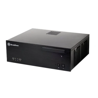Image de SilverStone SST GD04B USB 3.0 Grandia Boîtier PC HTPC Micro ATX, Haute performance du flux d&#039;air silencieux, noir