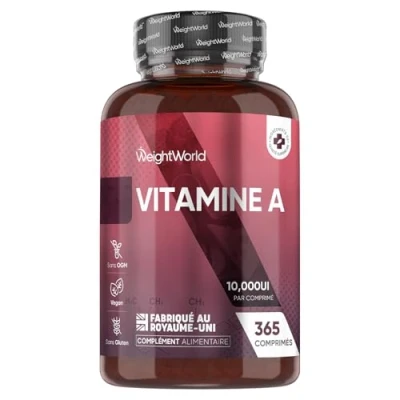 Image de Vitamine A 10 000 UI (3000 mcg) 365 Micro Comprimés Acétate de Retinol Vegan (+ 1 An) Prendre Comprimé/3 Jours Pour Yeux, Fer, Peau, Système Immunitaire (EFSA) Forte Concentration
