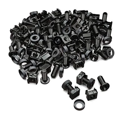 Image de deleyCON 50x Vis et Ècrous à Cages M6 pour Armoires Réseau Baie de Serveur 10&quot; &amp; 19&quot; Pouces En Acier Noir