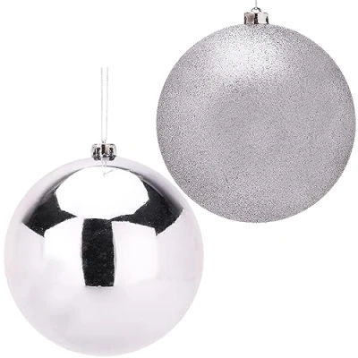 Image de Christmas Concepts® Paquet de Boules 2 200 mm (8&quot;) Design Brillant et pailleté Noël géantes (Gris Graphite)