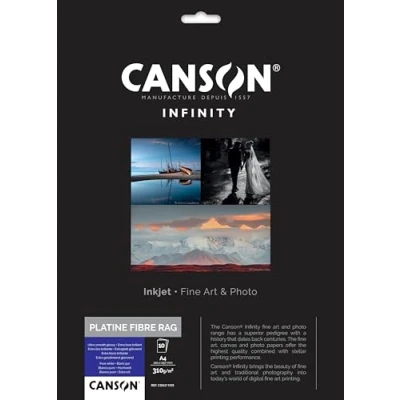 Image de CANSON Infinity Platine Fibre Rag Pochette 10 feuilles de papier photo baryté A4 brillant 310g/m² Blanc Pur