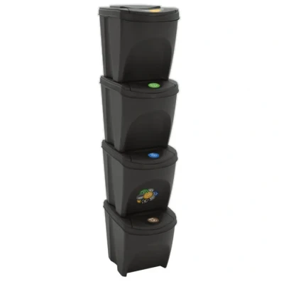 Image de Poubelles à ordures empilables 4 pcs Gris 100 L Polypropylène