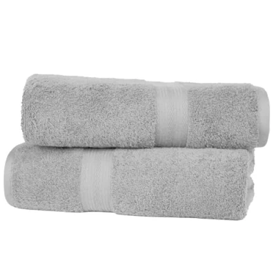 Image de Amazon Basics 100 % coton AB résistant à la décoloration, 2 Serviette de bain, pièces, Gris, 140 x 70 cm