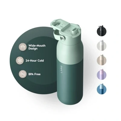Image de LARQ Bottle Swig Top 680ml Bouteille à large goulot en acier inoxydable isolation sous vide Garde l’eau froide d’eau réutilisable pour le sport et les voyages, Eucalyptus Green