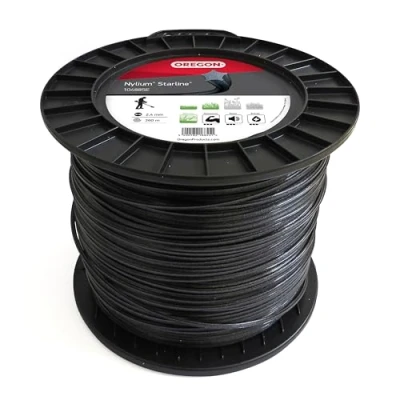 Image de Fil en étoile Oregon Nylium pour coupe bordures et débroussailleuses, cinq arêtes une finition propre, nylon professionnel, convient aux débroussailleuses à essence, 2,4mm 360m (‎104885E)