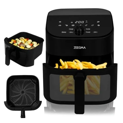 Image de Zeegma Knapper Chef Friteuse Sans Huile, 6,5 L Cuisine Saine avec 10 Programmes Automatiques, Puissance 1600W, Chauffage en 60s, Nettoyage Facile, Sécurité Maximale, Écran Tactile LCD