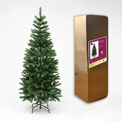 Image de SHATCHI Sapin de Noël Fin Vert 2,4 m, 910 Pointes Pointues, Support en métal, décorations Maison Vacances, Vert, 240 cm