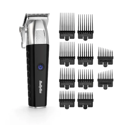 Image de BaByliss E812E Tondeuse cheveux sans fil Lithium Power Batterie Lithium, charge rapide, lames en acier japonais, 8 sabots pour s&#039;adapter à tous les styles