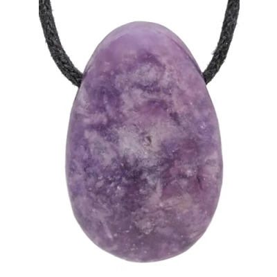 Image de Lebensquelle Plus Pendentif en forme de goutte Lépidolite Avec bracelet cuir Pierre précieuse qualité supérieure