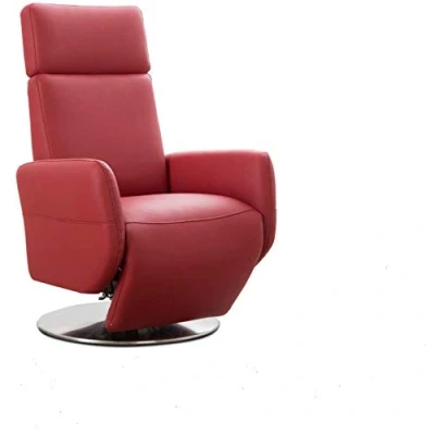 Image de CAVADORE Cobra Fauteuil Relax Inclinable Réglable en Continu, Taille Ergonomique L, Charge Max 130 kg, 71 x 112 82 cm, Cuir Véritable Rouge