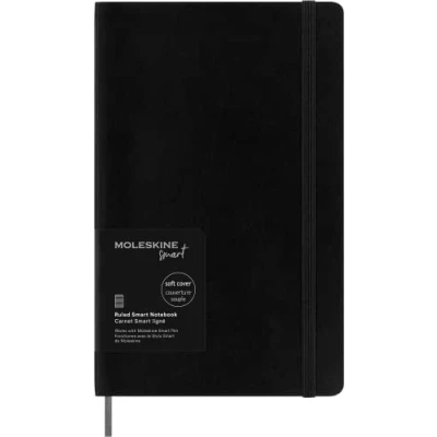 Image de Moleskine Smart Notebook, Système d&#039;écriture intelligent, Carnet de notes intelligent avec couverture souple, pages lignées et fermeture élastique, grand format 13 x 21, couleur noire