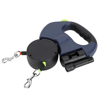 Image de SALUTUYA Laisse rétractable pour Chien, de Marche Robuste Animaux Compagnie à Double tête, sans enchevêtrement, Frein Une Main, Chien ou Chat(Dark Gray)