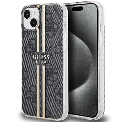 Image de Étui Guess pour iPhone 15 Plus 6.7 noir étui rigide IML 4G Gold Stripe Neuf