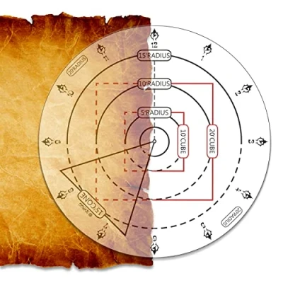 Image de Byhoo Modèle de Zone d’Effet des Sorts DND, Grille 2,5 cm, Tapis Jeu pour la 5e édition Donjons et Dragons, Pathfinder ou Autres Jeux rôle sur Table