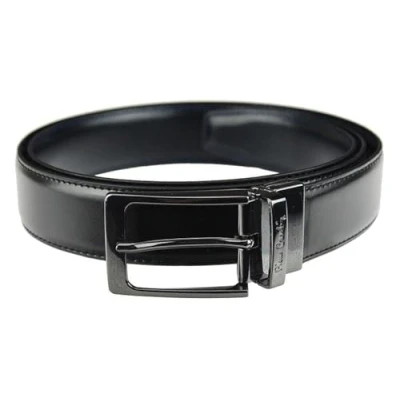 Image de Pierre Cardin Ceinture pour homme 100% cuir naturel Boucle classique Minimaliste Elégant Stylé Couleur Double Noir Taille 130