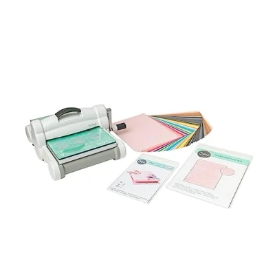 Image de Kit de démarrage manuel Sizzix Big Shot plus pour la découpe et le gaufrage (9 pouces) Fabrication cartes, papeterie, scrapbooking, pochoir encore, blanc/gris, taille unique