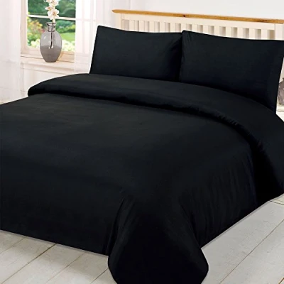 Image de Brentfords Parure de lit, 100% Polyester, Microfibre Douce, Noir, King