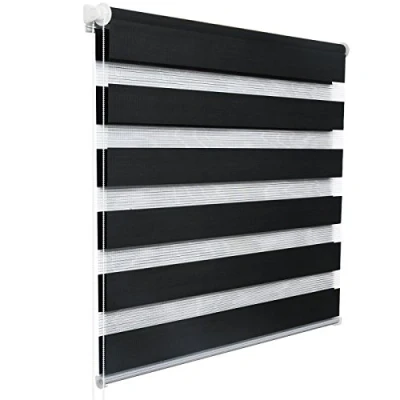 Image de WOLTU Store Enrouleur Jour Nuit sans Perçage, Zébré en Double Tissu, Rideau Translucide et Occultant, Protection de la Vie Privée, Montage Facile avec Clips, 60l x 150L cm, Anthracite